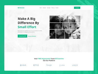 Donation website header concept 2023 best designer campaign charity charity website donation donation website header design homepage landingpage design popular design rupak rupak chakraborty ui design ui designer uiux web web design website website design