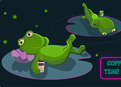 frog coffee time animation app flat icon illustration logo minimal ui ux vector