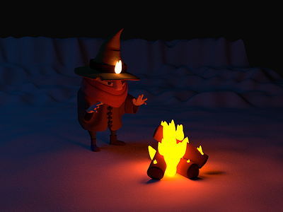 Mage by the fire 3d model blender fire mage