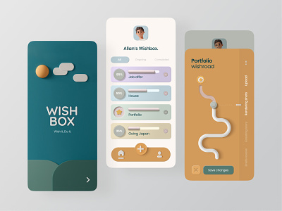 Wishbox | List your wishes! 3d app ui ux wishlist