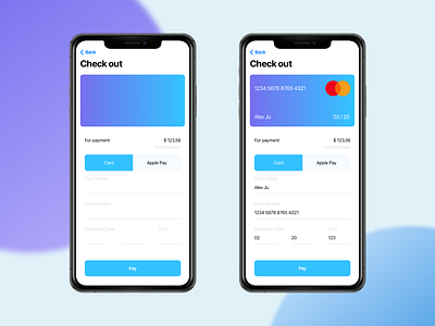 Check out form - Daily UI 002 blue check out daily ui daily ui 002 daily ui challenge form design ios online store