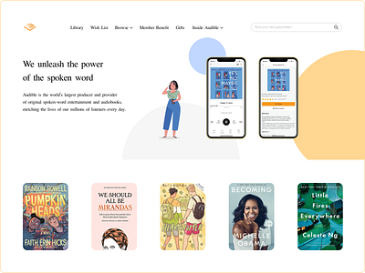 Landing page "Redesign for Audible" audible book store books daily ui daily ui 003 daily ui challenge landing page mobile app redesign