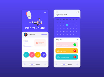 Plan Your Life app application design maquette mobile mobile app mobile design webdesign