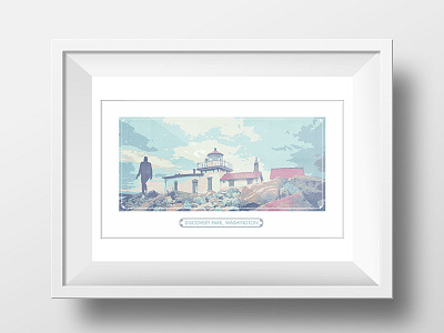 Discovery Park illustration labels painting photoshop poster print puget sound screen print seattle