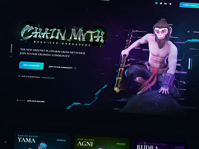 Game Website - Chain Myth 👾 🐵 animated fantasy logo crypto design fantasy gaming illustration logo metin2 mmorgp nft ui web webdesign website