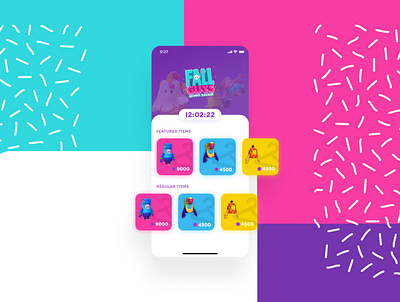 FallGuys Store blue cyan fall guys game graphic design iphone iphone app pink purple store yellow