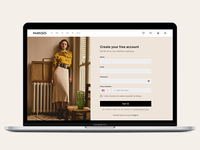 Mango Website Login/Sign Up Redesign