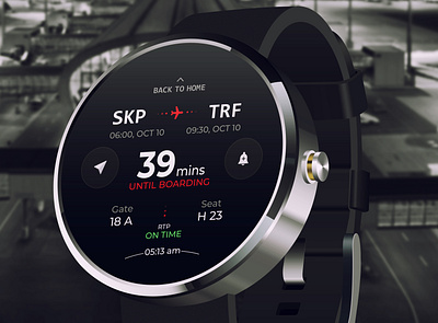 Smart Watch UI Design - Flight App app app design dark design design idea flight flight app hq inspirational smart smart watch smartwatch ui ux uxui watch