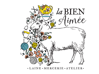 La Bien Aimée Yarn Logo branding knitting logo paris retail small business