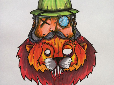 Safari Sorry choonimal copics hand drawn hunter illustration lion