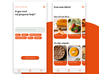 O que cozinhar? cards mobile mobile ui orange tags