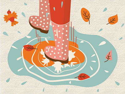 March through the puddles autumn autumn leaves autumninspiration illustration for kids inspired soft colors