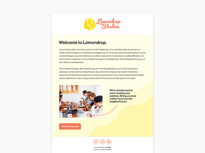 Lemondrop Studios Welcome Email Mockup email illustrator xd