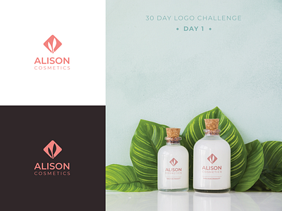Alison Cosmetics - Day 1 challenge cosmetic logo cosmetics flat logo design simple