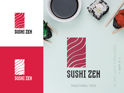 Sushi Zen - Restaurant challenge food logo design red restaurant sushi zen