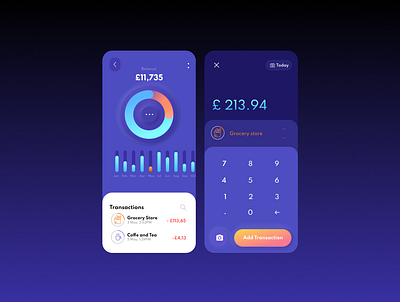 Money tracker mobile app concept