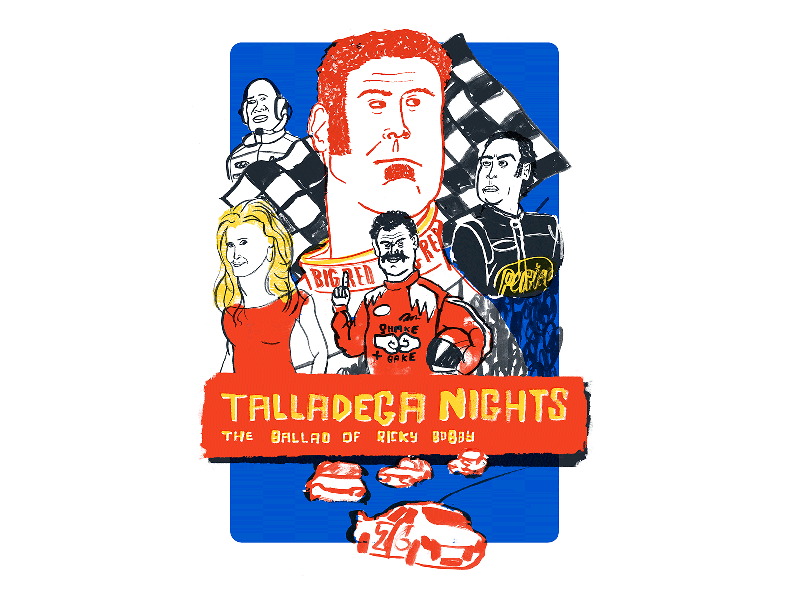 TALLADEGA NIGHTS cartoon comedy drawing fan art illustration ink movie art talladega nights will ferrell