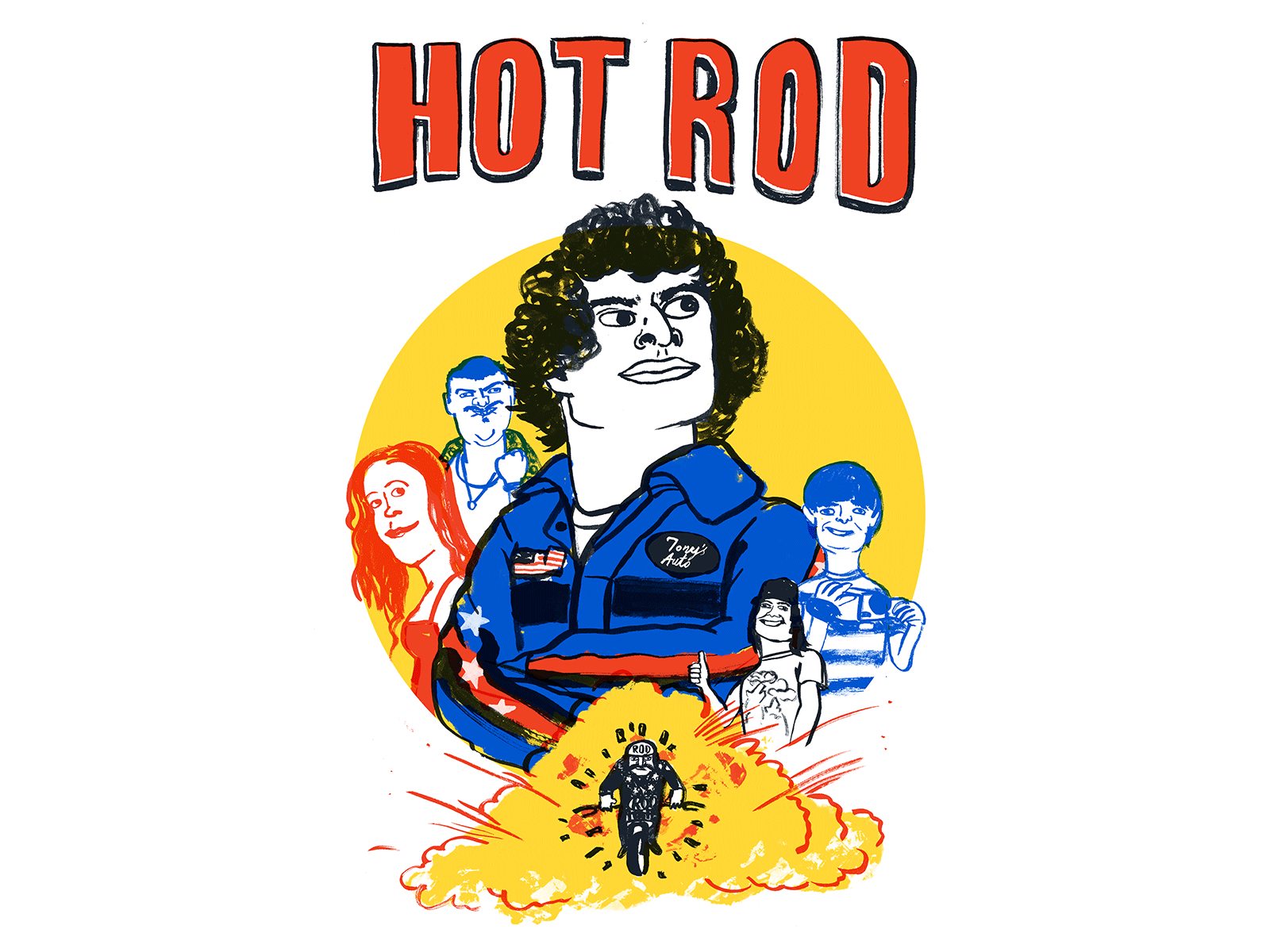 HOT ROD cartoon comedy drawing illustration ink drawing movie art the lonely island