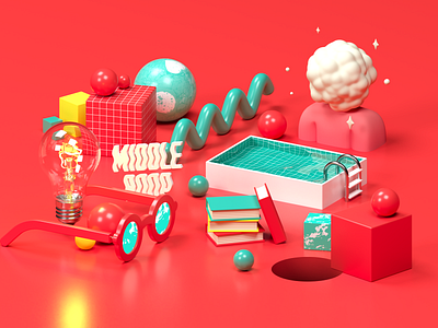 Middle Boop Illustrations 01: Immersion 3d 3d illustration branding c4d cinema 4d design drawing illustration web design