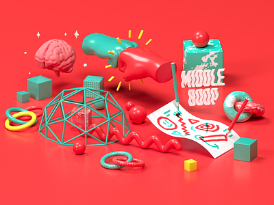 Middle Boop Illustrations 02: Collaboration 3d brand studio c4d cinema 4d design illustration web design