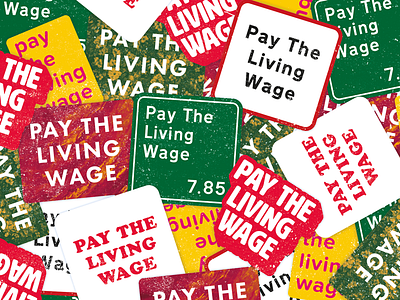 'Pay The Living Wage' Stickers activism charity design stickers type typography