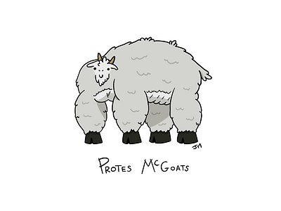 Protes McGoats cartoon comic doodle drawing funny goat gym humour illustration