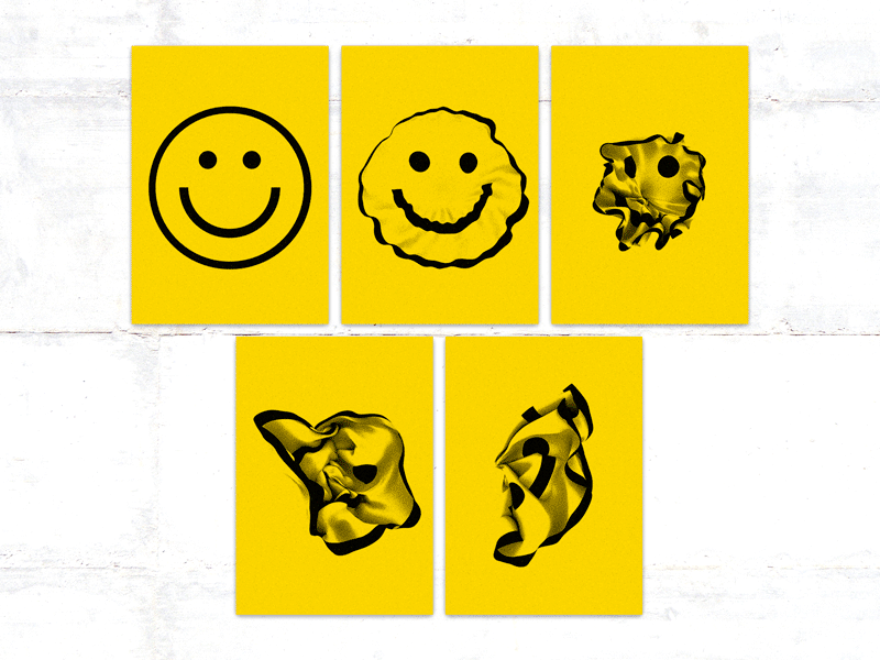 'Wrinkles'- Riso Print Sets art c4d cinema 4d cloth print riso risograph smile wrinkle