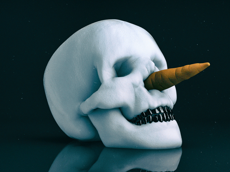 Skully Studies christmas cinema 4d gross low poly render sculpture skull snow