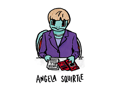 Angela Squirtle angela merkel cartoon drawing illustration joke lol pokemon politics pun