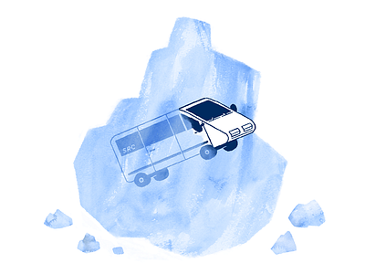SRC Services Frozen bus design doodle drawing editorial glasgow ice illustration newspaper print scotland vehicle