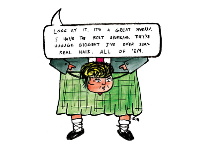 Sporrange cartoon cartoonist drawing editorial glasgow illustration kilt scotland scottish trump