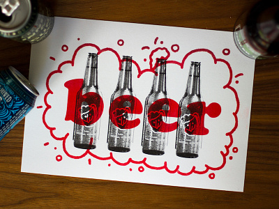 Beer beer design graphic design illustration photo print riso risograph test typography