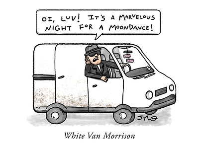 White Van Morrison cartoon cartoonist comic editorial gag humour illustration music pun van morrison