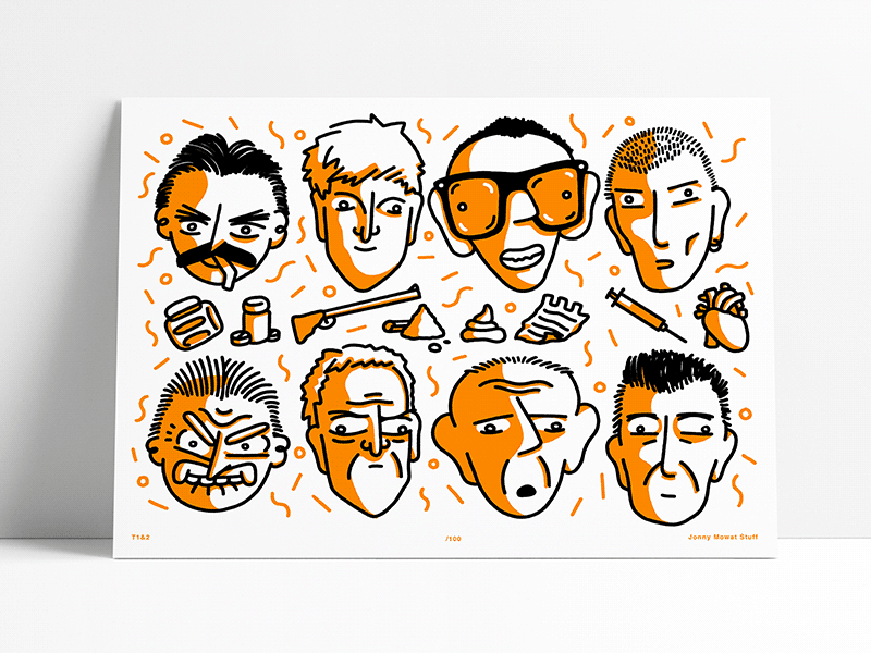 Trainspotting Print doodle drawing edinburgh glasgow illustration leith riso risograph scotland trainspotting