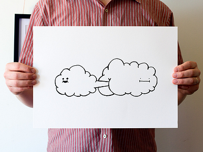 Birth of a Cloud - A3 Silkscreen Print cartoon funny illustration ink drawing screen print silkscreen print