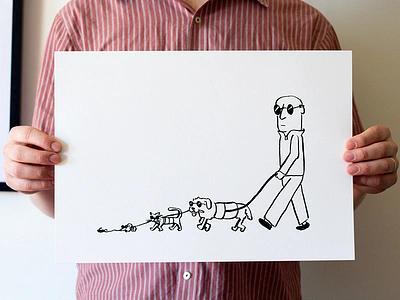 Blind Leading the Blind cartoon funny illustration ink drawing screen print silkscreen print