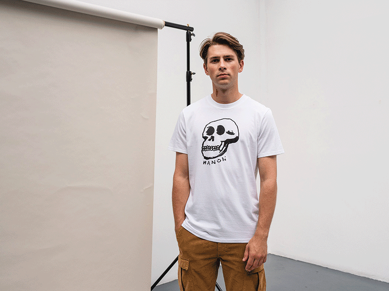 Neanderskull - HANON x Jonny Mowat Stuff apparel cartoon caveman design doodle drawing illustration skull streetwear tshirt