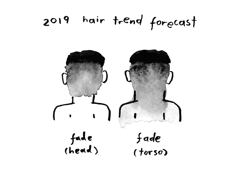 2019 Hair Trend Forecast cartoon doodle drawing illustration