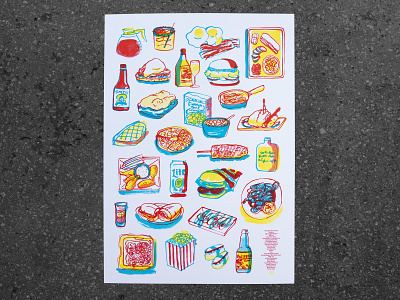 CALIFORN-I-ATE - A3 Riso Print art print california cartoon design drawing food illustration risograph risography risoprint