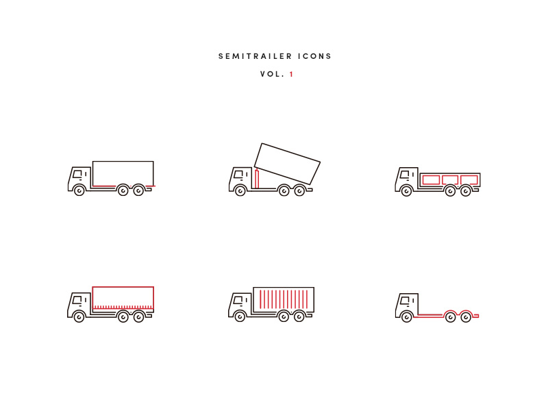 Semitrailer Icons photoshop illustrator icon vehicle semitrailer trucks icons