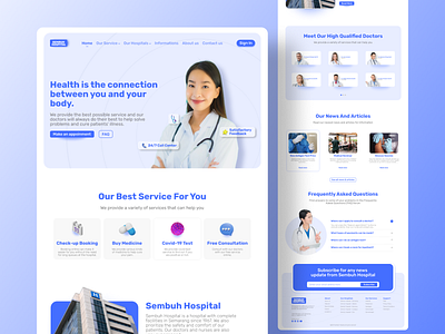 Hospital Web Landing Page Design - Sembuh Hospital graphicdesign ui uidesign uiux uxdesigner webdesign webdesigner