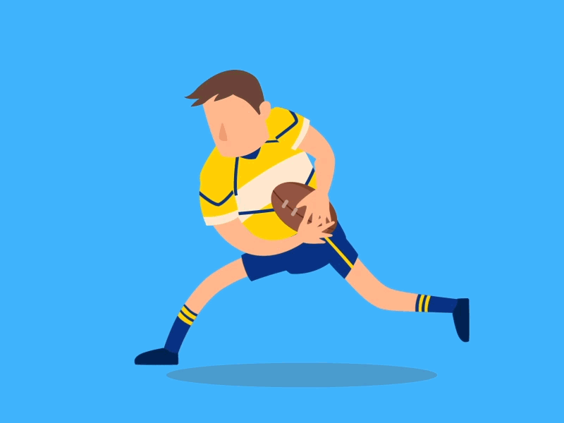 Running american football character animation running