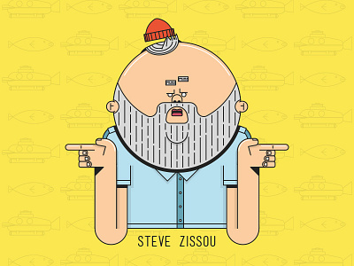 Steve Zissou - The Life Aquatic with Steve Zissou beard big head fishing illustration submarine symmetry wes anderson