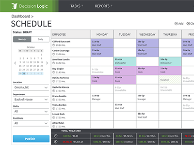 Work Schedule calendar schedule web app