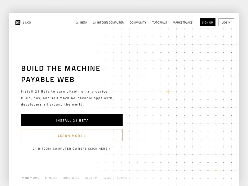 21 Beta Homepage animation bitcoin website
