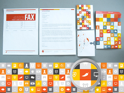 Stationery Redesign card envelope fax sheet icons letterhead orange pepper print redesign revamp spiceworks stationery