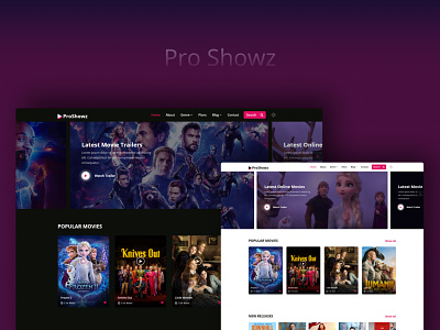 Pro Showz — Entertainment Website Template app branding design fashion icon illustration logo multipurpose template ui webdesign
