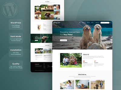 Dogs Care WordPress Theme app branding design illustration logo template ui ux vector webdesign