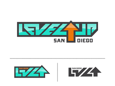 LEVEL UP brand identity branding design gaming logo san diego typography video game