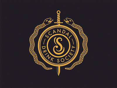 Scandal - Drink Society Logo brand identity branding design illustrated logo illustration logo scandal typography